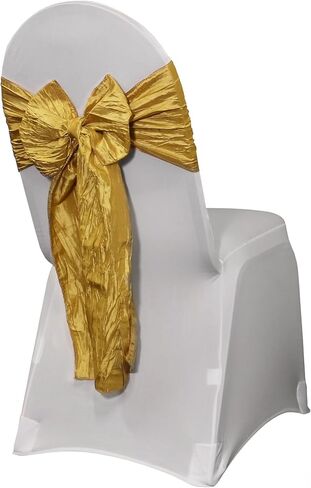 YOUR CHAIR COVERS - Crinkle Taffeta Chair Sashes Blush (Pack of 10), Chair Sashes for Weddings, Events, Hotels and Catering Services in Kuwait