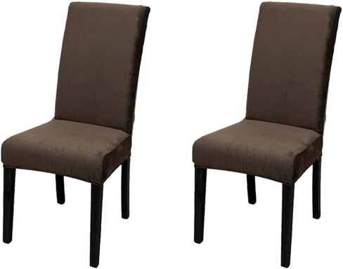 Set of 4 Chair Covers for Dining Room Soft Thick Velvet Stretch Parsons Chair Slipcovers Home Farmhouse Decor Washable Removable Chair Protector for Banquet Hotel Ceremony (4, Dark Green) in Saudi Arabia
