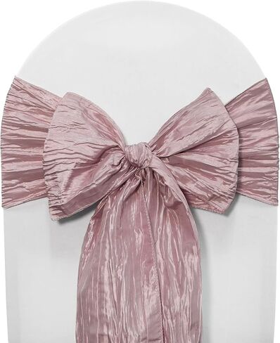 YOUR CHAIR COVERS - Crinkle Taffeta Chair Sashes Blush (Pack of 10), Chair Sashes for Weddings, Events, Hotels and Catering Services in Kuwait