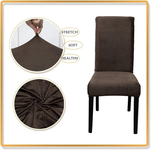 Set of 4 Chair Covers for Dining Room Soft Thick Velvet Stretch Parsons Chair Slipcovers Home Farmhouse Decor Washable Removable Chair Protector for Banquet Hotel Ceremony (4, Dark Green) in Saudi Arabia