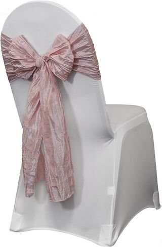 YOUR CHAIR COVERS - Crinkle Taffeta Chair Sashes Blush (Pack of 10), Chair Sashes for Weddings, Events, Hotels and Catering Services in Kuwait