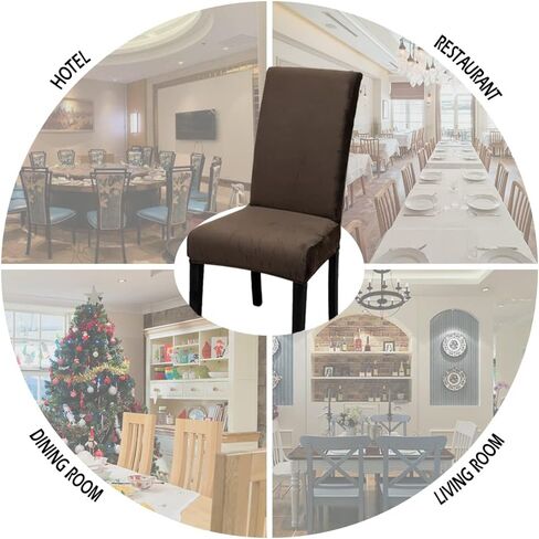 Set of 4 Chair Covers for Dining Room Soft Thick Velvet Stretch Parsons Chair Slipcovers Home Farmhouse Decor Washable Removable Chair Protector for Banquet Hotel Ceremony (4, Dark Green) in Saudi Arabia