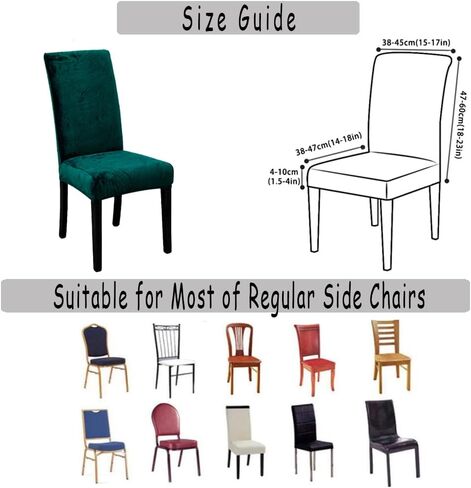 Set of 4 Chair Covers for Dining Room Soft Thick Velvet Stretch Parsons Chair Slipcovers Home Farmhouse Decor Washable Removable Chair Protector for Banquet Hotel Ceremony (4, Dark Green) in Saudi Arabia