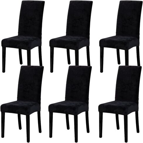 Set of 4 Chair Covers for Dining Room Soft Thick Velvet Stretch Parsons Chair Slipcovers Home Farmhouse Decor Washable Removable Chair Protector for Banquet Hotel Ceremony (4, Dark Green) in Saudi Arabia