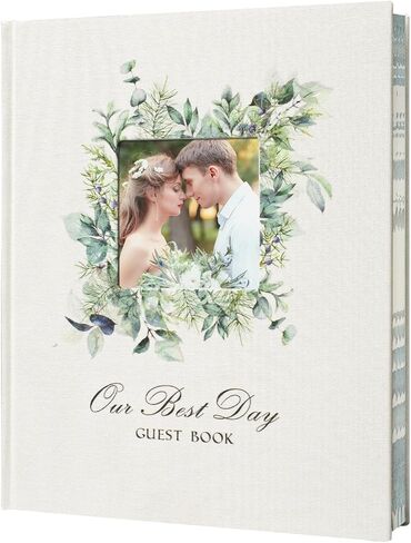 Vienrose Wedding Guest Book Polaroid Guest Book Photo سجل الزوار تسجيل الدخول في كتاب غطاء الكتان الشخصي 120 صفحة غلاف فني مع مبطن، استحمام الطفل البديل، حفلة، عيد ميلاد (10 "× 8" تقليدي) in Kuwait