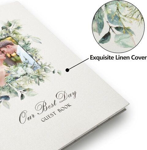 Vienrose Wedding Guest Book Polaroid Guest Book Photo سجل الزوار تسجيل الدخول في كتاب غطاء الكتان الشخصي 120 صفحة غلاف فني مع مبطن، استحمام الطفل البديل، حفلة، عيد ميلاد (10 "× 8" تقليدي) in Kuwait