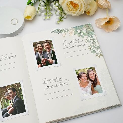 Vienrose Wedding Guest Book Polaroid Guest Book Photo سجل الزوار تسجيل الدخول في كتاب غطاء الكتان الشخصي 120 صفحة غلاف فني مع مبطن، استحمام الطفل البديل، حفلة، عيد ميلاد (10 "× 8" تقليدي) in Kuwait