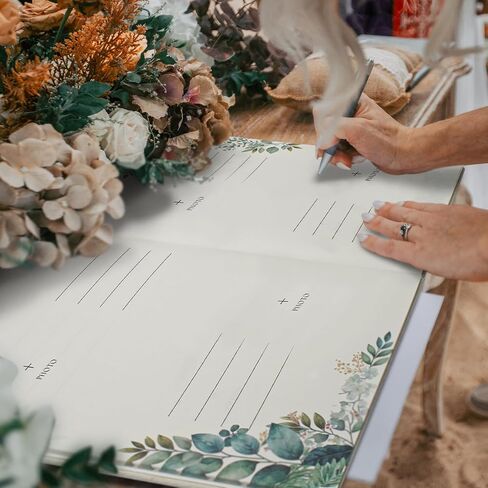 Vienrose Wedding Guest Book Polaroid Guest Book Photo سجل الزوار تسجيل الدخول في كتاب غطاء الكتان الشخصي 120 صفحة غلاف فني مع مبطن، استحمام الطفل البديل، حفلة، عيد ميلاد (10 "× 8" تقليدي) in Kuwait