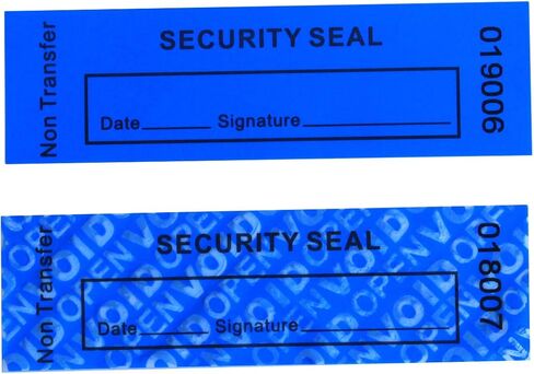 TamperSeals Group - 100pcs Non Transfer Tamper Proof Security Warranty "VoidOpen" Labels/Stickers/Seals for The Reusable Package or Expensive Surface (Blue, 1 x 3.35 inches, Serial Numbers) in Saudi Arabia