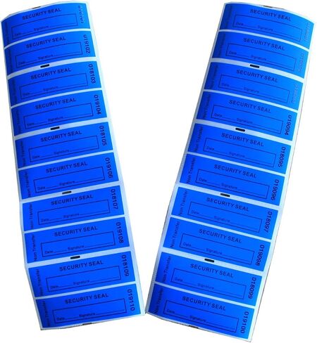TamperSeals Group - 100pcs Non Transfer Tamper Proof Security Warranty "VoidOpen" Labels/Stickers/Seals for The Reusable Package or Expensive Surface (Blue, 1 x 3.35 inches, Serial Numbers) in Saudi Arabia