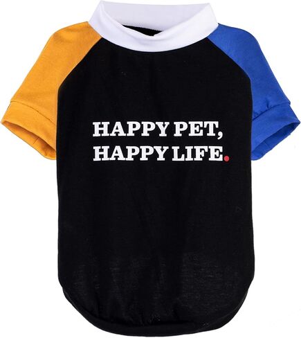 تي شيرت Dodo Happy Pet Happy Life Dog، لون أسود؛ حجم كبير؛ الملابس اليومية للكلاب، تي شيرت لطيف للكلاب، ملابس لطيفة للكلاب، مجموعة الدودو للكلاب in Kuwait