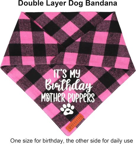 ADOGGYGO Dog Birthday Bandana, Multi Size Offered, Blue Plaid Birthday Boy Dog Bandana for Large and Extra Large Dogs Pets (Blue, X-Large) in Saudi Arabia