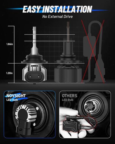 مجموعة مصابيح LED NOVSIGHT 9005 9006 9005/HB3 9006/HB4 300% لمبات ساطعة 1:1 مجموعة مصابيح LED صغيرة الحجم لمبات الإضاءة الضبابية البديلة 6500K أبيض بارد in Kuwait