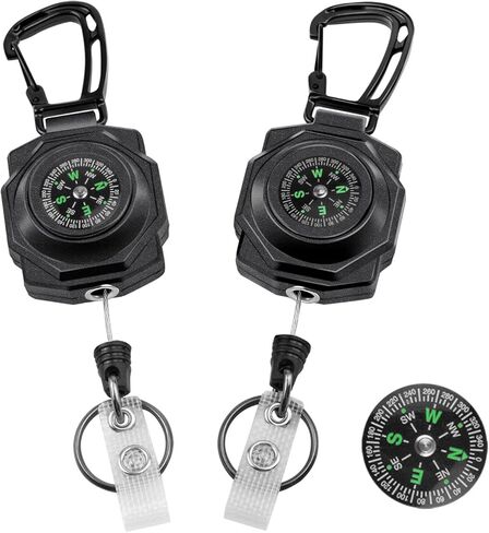 bolimoss American Flag Retractable Keychain,2 Pack Heavy Duty Badge Reels Retractable, Tactical ID Badge Holder with Zinc Alloy Carabiner, 32'' Coated Steel Cord, Key Ring,10 oz (Blue,Red) in Kuwait