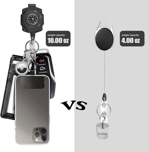 bolimoss American Flag Retractable Keychain,2 Pack Heavy Duty Badge Reels Retractable, Tactical ID Badge Holder with Zinc Alloy Carabiner, 32'' Coated Steel Cord, Key Ring,10 oz (Blue,Red) in Kuwait