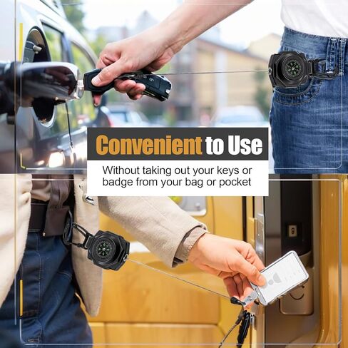 bolimoss American Flag Retractable Keychain,2 Pack Heavy Duty Badge Reels Retractable, Tactical ID Badge Holder with Zinc Alloy Carabiner, 32'' Coated Steel Cord, Key Ring,10 oz (Blue,Red) in Kuwait