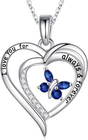 Iefil Jewelry Gifts for Women - 925 Sterling Silver Butterfly Birthstone Necklaces for Women Mothers Day Birthday Gifts for Mom Daughter Anniversary Christmas Gifts for Wife Girlfriend in Saudi Arabia