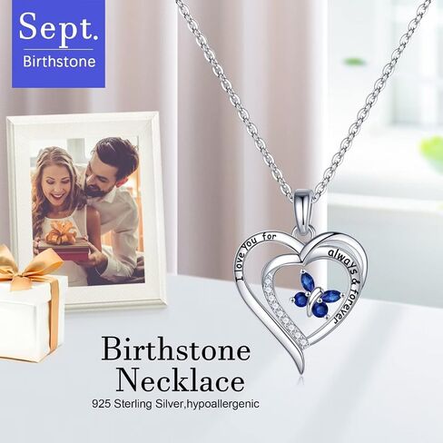 Iefil Jewelry Gifts for Women - 925 Sterling Silver Butterfly Birthstone Necklaces for Women Mothers Day Birthday Gifts for Mom Daughter Anniversary Christmas Gifts for Wife Girlfriend in Saudi Arabia