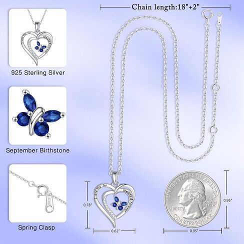 Iefil Jewelry Gifts for Women - 925 Sterling Silver Butterfly Birthstone Necklaces for Women Mothers Day Birthday Gifts for Mom Daughter Anniversary Christmas Gifts for Wife Girlfriend in Saudi Arabia