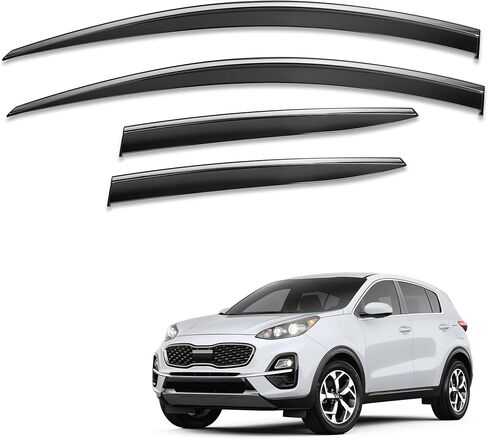 واقيات مطر للنافذة الجانبية بشريط مناسب لسيارة Hyundai Elantra 2020 2021 2022 2023 2024، أقنعة تهوية لنوافذ السيارة، عاكسات نافذة متينة، عاكس فتحة تهوية، أسود 4 قطع in Kuwait