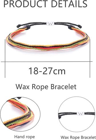 cassieca 24 جهاز كمبيوتر شخصى vsco أساور الصداقة للنساء الرجال اليدوية للماء المغلفة حبل مضفر سوار مجموعة قابل للتعديل سيرفر ستراند سلسلة أساور البوهيمي يدويا هدية عيد ميلاد in Kuwait