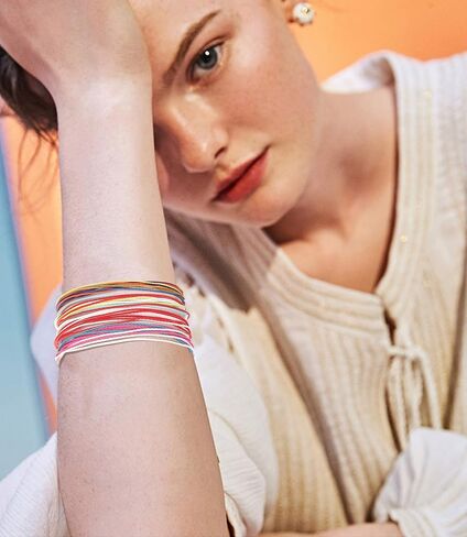 cassieca 24 جهاز كمبيوتر شخصى vsco أساور الصداقة للنساء الرجال اليدوية للماء المغلفة حبل مضفر سوار مجموعة قابل للتعديل سيرفر ستراند سلسلة أساور البوهيمي يدويا هدية عيد ميلاد in Kuwait