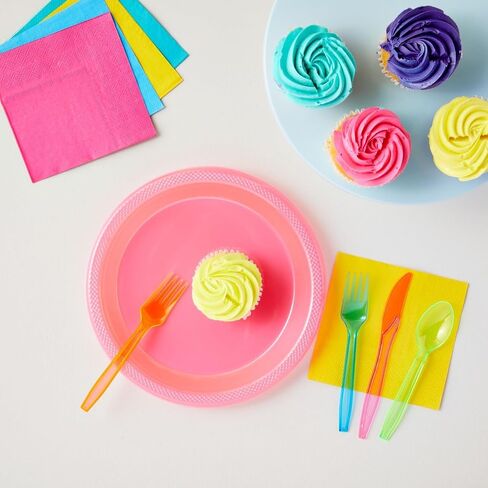 Juvale Rainbow Plastic Silverware Set, Neon Forks, Knives, and Spoons (144 Pieces) in Saudi Arabia