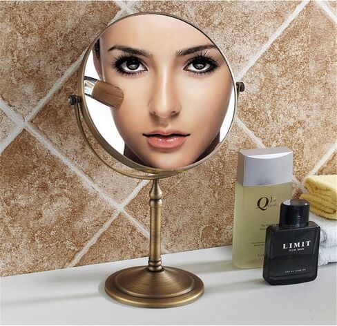 Leyden Antique Brass Makeup Mirror, 3X Magnifying Vanity Mirror Tabletop Double Side 7.8 Inch Bathroom Hardware Accessories in Saudi Arabia