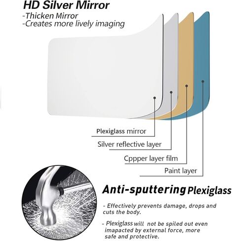 بلاط مرآة كامل الطول مقاوم للكسر، مرآة للجدار، مرآة لكامل الجسم للأطفال، 4 قطع مقاس 10 × 10 بوصة، مصنوعة من بلاستيك أكريليك شبكي بدون إطار، مثبتة على الحائط لصالة الألعاب الرياضية المنزلية والحمام والباب in Kuwait