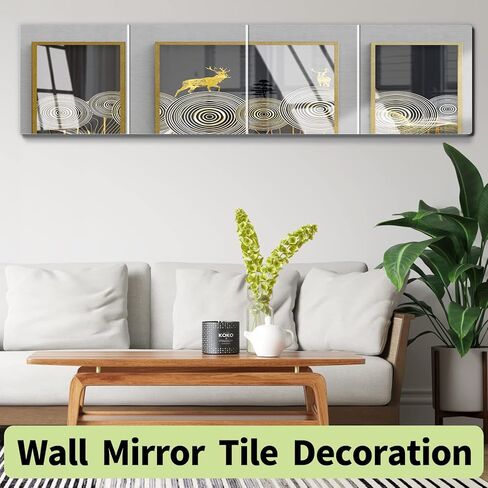 بلاط مرآة كامل الطول مقاوم للكسر، مرآة للجدار، مرآة لكامل الجسم للأطفال، 4 قطع مقاس 10 × 10 بوصة، مصنوعة من بلاستيك أكريليك شبكي بدون إطار، مثبتة على الحائط لصالة الألعاب الرياضية المنزلية والحمام والباب in Kuwait