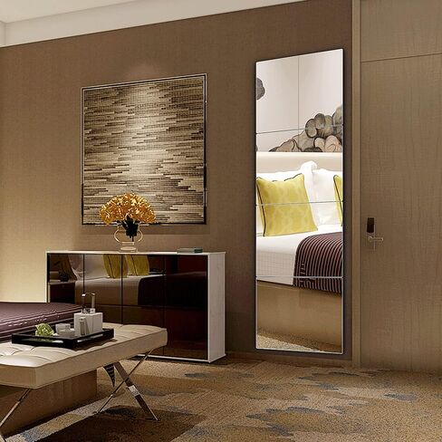 بلاط مرآة كامل الطول مقاوم للكسر، مرآة للجدار، مرآة لكامل الجسم للأطفال، 4 قطع مقاس 10 × 10 بوصة، مصنوعة من بلاستيك أكريليك شبكي بدون إطار، مثبتة على الحائط لصالة الألعاب الرياضية المنزلية والحمام والباب in Kuwait