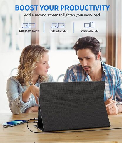 شاشة محمولة مقاس 18.5 بوصة لأجهزة الكمبيوتر المحمول، شاشة FHD 1080P 100% sRGB أثناء السفر لأجهزة الكمبيوتر المحمول، شاشة كمبيوتر محمول IPS مع VESA، شاشة خارجية USB-C HDR HDMI شاشة محمولة مع غطاء ذكي ومكبرات صوت in Kuwait