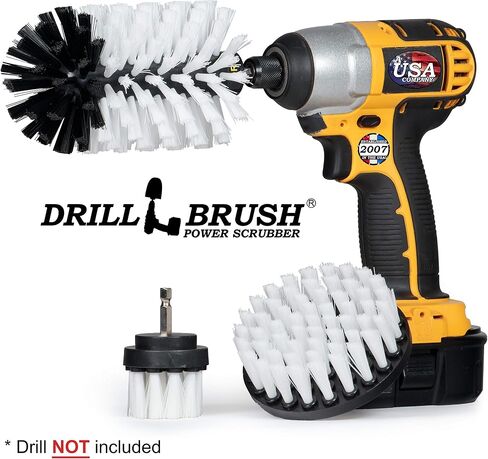 Grill Cleaning Brush Drill Attachment Set - BBQ Brush Cleaning Attachments for Power Drill -Ultra Stiff Black Cleaning Drill Brush Set - Concrete Brush - Safe Grill Brush - Pellet Smoker Accessories in Saudi Arabia