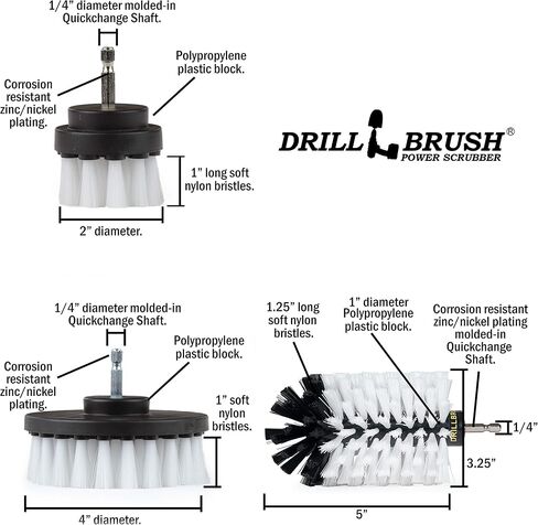 Grill Cleaning Brush Drill Attachment Set - BBQ Brush Cleaning Attachments for Power Drill -Ultra Stiff Black Cleaning Drill Brush Set - Concrete Brush - Safe Grill Brush - Pellet Smoker Accessories in Saudi Arabia
