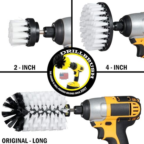 Grill Cleaning Brush Drill Attachment Set - BBQ Brush Cleaning Attachments for Power Drill -Ultra Stiff Black Cleaning Drill Brush Set - Concrete Brush - Safe Grill Brush - Pellet Smoker Accessories in Saudi Arabia