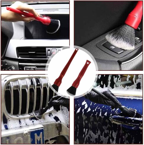 قطعتان من فرشاة تفصيل السيارة، مجموعة فرش تفصيل شعر الخنزير فائقة النعومة، مجموعة فرش تفصيلية للسيارة، أداة فرشاة تنظيف التفاصيل التلقائية للجزء الخارجي الداخلي in Kuwait