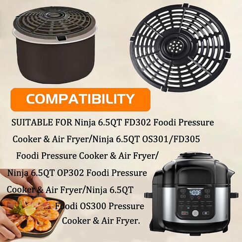 رف مقلاة الهواء للنينجا 6.5QT OS301/FD302/FD305/OP302/OS300 Foodi مقلاة ضغط الهواء، مقلاة هوائية مطورة، صينية شواء، لوحة إدراج شبكة رف لمقلاة الهواء Ninja 6.5QT in Saudi Arabia