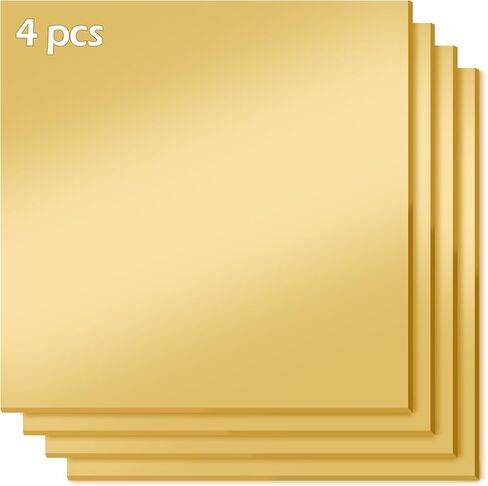صفائح أكريليك مرآة ذهبية، 4 عبوات من صفائح أكريليك مربعة مقاس 12 بوصة × 12 بوصة بسمك 1/8 بوصة (3 مم) صفائح بلاستيكية أكريليك صلبة ملونة للقطع والقطع والنقش بالليزر in Kuwait