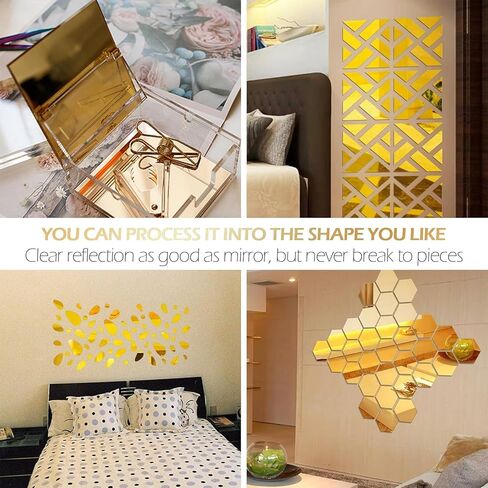 صفائح أكريليك مرآة ذهبية، 4 عبوات من صفائح أكريليك مربعة مقاس 12 بوصة × 12 بوصة بسمك 1/8 بوصة (3 مم) صفائح بلاستيكية أكريليك صلبة ملونة للقطع والقطع والنقش بالليزر in Kuwait