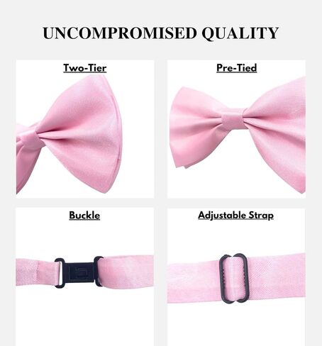Bow Ties for Men Pre-Tied Adjustable - Classic Men's Bow Tie - Tuxedo Wedding Formal Bowtie Solid Color Bowties in Saudi Arabia