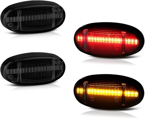 [4 قطع] لـ 2011-2022 Ford F350 F450 Super Duty Pickup Smoked Lens أحمر + كهرماني LED شريط خلفي للحاجز الخلفي مصباح التحديد الجانبي، جانب السائق والراكب in Saudi Arabia