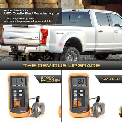 [4 قطع] لـ 2011-2022 Ford F350 F450 Super Duty Pickup Smoked Lens أحمر + كهرماني LED شريط خلفي للحاجز الخلفي مصباح التحديد الجانبي، جانب السائق والراكب in Saudi Arabia