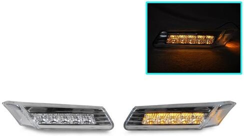 USR 05-11 911 997 Sidemarker Lamp - LED Euro Clear Front Bumper Side Marker Light Assembly Set (Left + Right) Compatible with 2005-2011 Porsche 911 Carrera 997 (Amber LED, Clear Lens) in Saudi Arabia