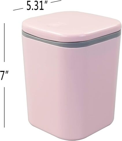 Mini Plastic Waste Can, 2 L/0.5 Gallon Push-Button Trash Can, Pink in Saudi Arabia