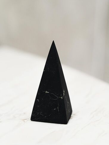 Shungite Club Shungite Pyramid Unpolished High Healing Crystal Pyramid (30 mm) Real Shungite Stone Chakra Meditation, Energy, Home Decor in Saudi Arabia