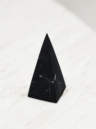 Shungite Club Shungite Pyramid Unpolished High Healing Crystal Pyramid (30 mm) Real Shungite Stone Chakra Meditation, Energy, Home Decor in Saudi Arabia