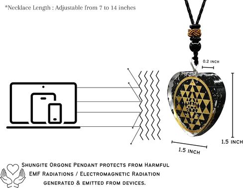 قلادة رائعة من الأحجار الكريمة على شكل قلب شونغايت أورجونيت للحماية - قلادة أورجون قوية للرجال والنساء والأطفال (سري يانترا) in Kuwait