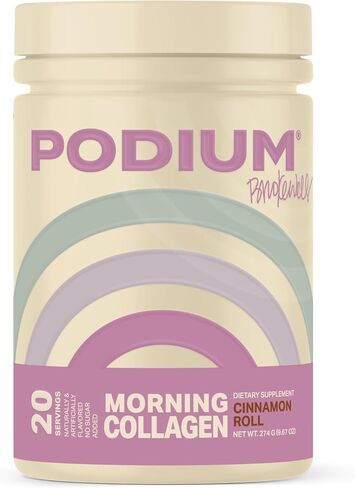 Podium Nutrition, Morning Collagen, Brooke Wells Signature Cinnamon Roll, 20 Servings, Collagen Protein, Gluten Free, Soy Free in Saudi Arabia