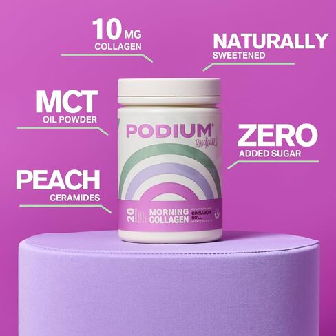 Podium Nutrition, Morning Collagen, Brooke Wells Signature Cinnamon Roll, 20 Servings, Collagen Protein, Gluten Free, Soy Free in Saudi Arabia