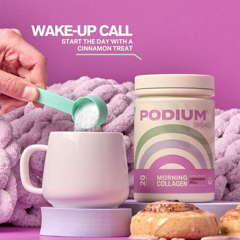 Podium Nutrition, Morning Collagen, Brooke Wells Signature Cinnamon Roll, 20 Servings, Collagen Protein, Gluten Free, Soy Free in Saudi Arabia